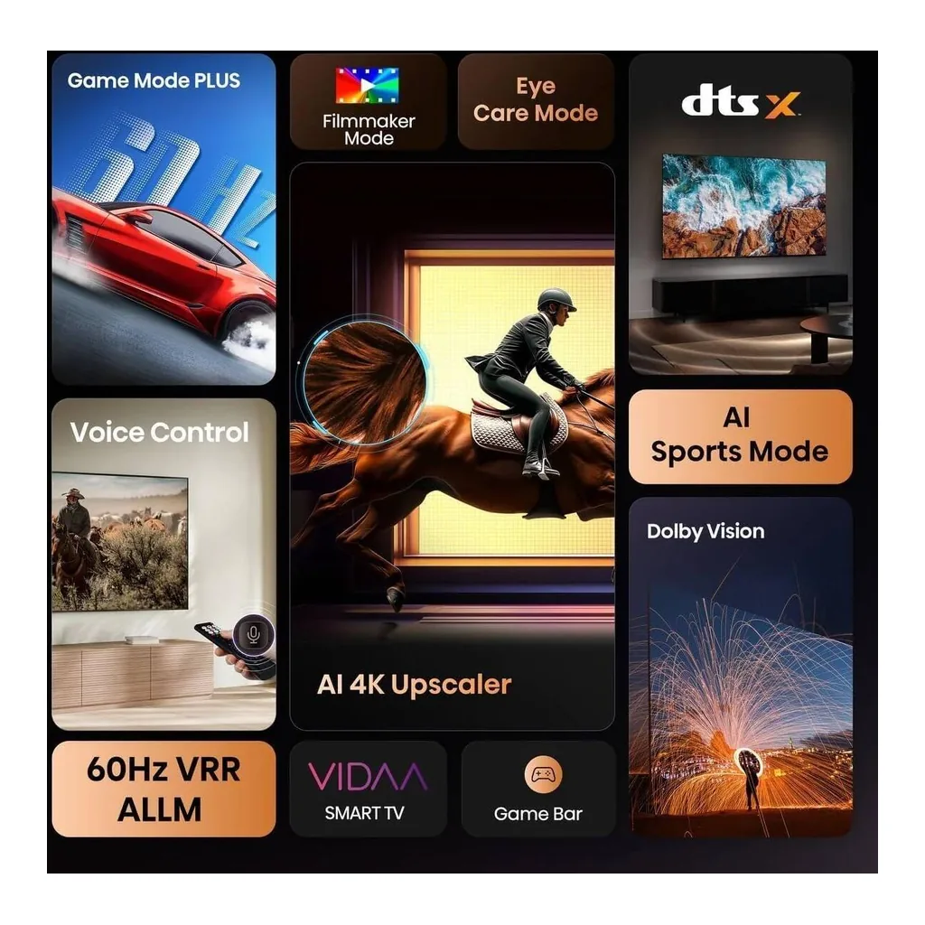 Hisense A61Q VIDAA Smart Television, 58" 4K UHD Display, 60Hz Refresh Rate, AI 4K Upscaler, Dolby Vision Audio, Game Mode PLUS VRR ALLM, Voice Remote, DTS Virtual X, Black – Gallery image 1 Hisense A61Q VIDAA Smart Television, 58" 4K UHD Display, 60Hz Refresh Rate, AI 4K Upscaler, Dolby Vision Audio, Game Mode PLUS VRR ALLM, Voice Remote, DTS Virtual X, Black – Gallery image 1