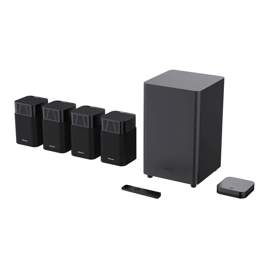Hisense HT SATURN Soundbar, 4.1.2 Channel Home Theater System, 720W Output Power, Wireless Subwoofer and Quad Satellite Speakers, Dolby Atmos and DTS X Support | HT SATURN – Gallery image 1 Hisense HT SATURN Soundbar, 4.1.2 Channel Home Theater System, 720W Output Power, Wireless Subwoofer and Quad Satellite Speakers, Dolby Atmos and DTS X Support | HT SATURN – Gallery image 1