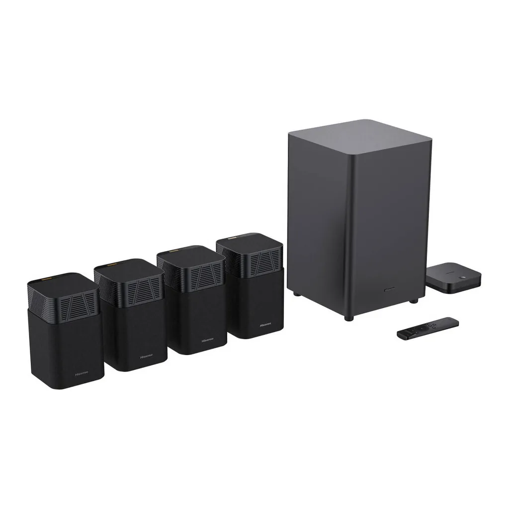 Hisense HT SATURN Soundbar, 4.1.2 Channel Home Theater System, 720W Output Power, Wireless Subwoofer and Quad Satellite Speakers, Dolby Atmos and DTS X Support | HT SATURN – Gallery image 2 Hisense HT SATURN Soundbar, 4.1.2 Channel Home Theater System, 720W Output Power, Wireless Subwoofer and Quad Satellite Speakers, Dolby Atmos and DTS X Support | HT SATURN – Gallery image 2