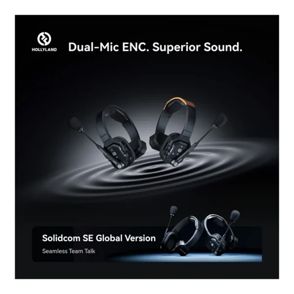 Hollyland Solidcom SE Full Duplex, Dual-Mic ENC, 2.4 GHz Operating Frequency, 1100ft (350m) Transmission Range, Water Resistant, Up To 12 Hours Runtime, Global Version, 5 Set, Black | Solidcom-SE-5S – Main image Hollyland Solidcom SE Full Duplex, Dual-Mic ENC, 2.4 GHz Operating Frequency, 1100ft (350m) Transmission Range, Water Resistant, Up To 12 Hours Runtime, Global Version, 5 Set, Black | Solidcom-SE-5S – Main image