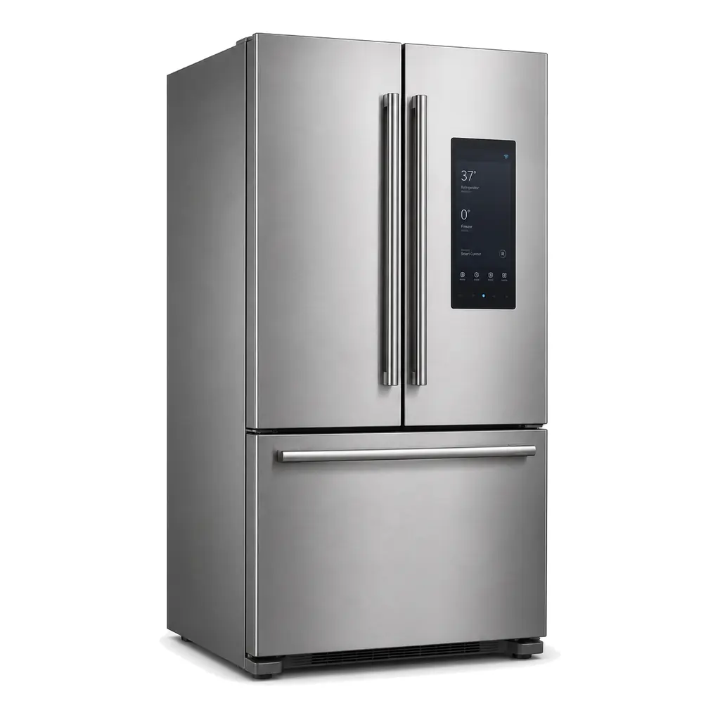 home-kitchen-smart-refrigerators Bosch - 100 Series 36 in. Wide 26 Cu. Ft. French Door Bottom Freezer Smart Refrigerator with External Ice and Water - Stainless Steel