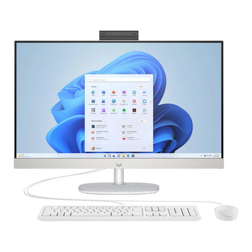 HP All-in-One 27-cr0004l Desktop Computer, 27" FHD IPS Display, Intel Core i7-1355U, 16GB RAM, 512GB SSD, Intel Xe Graphics, Wired English Keyboard & Mouse, No OS, White – Main image HP All-in-One 27-cr0004l Desktop Computer, 27" FHD IPS Display, Intel Core i7-1355U, 16GB RAM, 512GB SSD, Intel Xe Graphics, Wired English Keyboard & Mouse, No OS, White – Main image