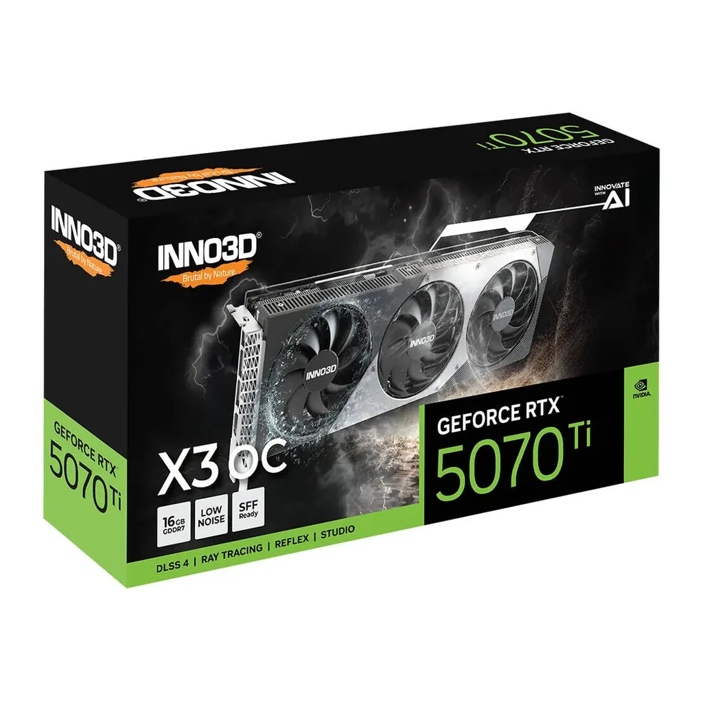 Inno3D GeForce RTX 5070 Ti X3 OC 16GB Graphics Card, GDDR7 256-Bit Memory, 2295 MHz Base Clock, 28 Gbps Memory Clock, 8960 CUDA Cores, PCI Express Gen – Gallery image 2 Inno3D GeForce RTX 5070 Ti X3 OC 16GB Graphics Card, GDDR7 256-Bit Memory, 2295 MHz Base Clock, 28 Gbps Memory Clock, 8960 CUDA Cores, PCI Express Gen – Gallery image 2