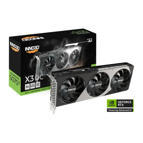 Inno3D GeForce RTX 5070 Ti X3 OC 16GB Graphics Card, GDDR7 256-Bit Memory, 2295 MHz Base Clock, 28 Gbps Memory Clock, 8960 CUDA Cores, PCI Express Gen – Main image Inno3D GeForce RTX 5070 Ti X3 OC 16GB Graphics Card, GDDR7 256-Bit Memory, 2295 MHz Base Clock, 28 Gbps Memory Clock, 8960 CUDA Cores, PCI Express Gen – Main image