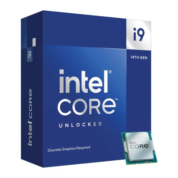 Intel Core i9 14900KF 3.2GHz 24-Core LGA 1700 14th Gen Processor, 24 Cores & 32 Threads, 36MB Cache Memory, 6GHz MaxTurbo Frequency, Dual-CH DDR5-5600 Memory / 192GB Max | BX8071514900KF – Main image Intel Core i9 14900KF 3.2GHz 24-Core LGA 1700 14th Gen Processor, 24 Cores & 32 Threads, 36MB Cache Memory, 6GHz MaxTurbo Frequency, Dual-CH DDR5-5600 Memory / 192GB Max | BX8071514900KF – Main image