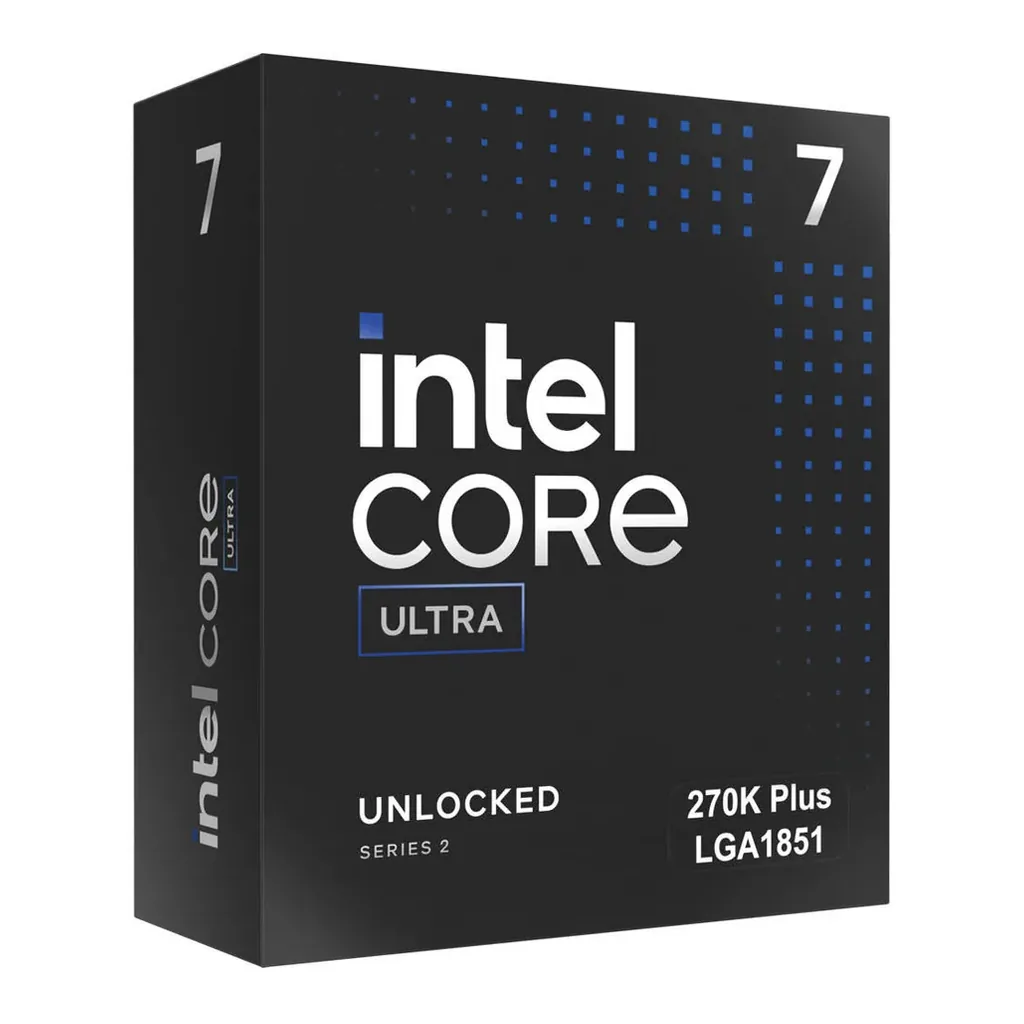 Intel Core Ultra 7 270K Plus LGA 1851 Processor, 24 Cores & 24 Threads, 5.5 GHz Maximum Turbo Boost, 36 MB Cache, Up To DDR5 7200 MT/s, 256 GB Max Memory | BX80768270K – Main image Intel Core Ultra 7 270K Plus LGA 1851 Processor, 24 Cores & 24 Threads, 5.5 GHz Maximum Turbo Boost, 36 MB Cache, Up To DDR5 7200 MT/s, 256 GB Max Memory | BX80768270K – Main image