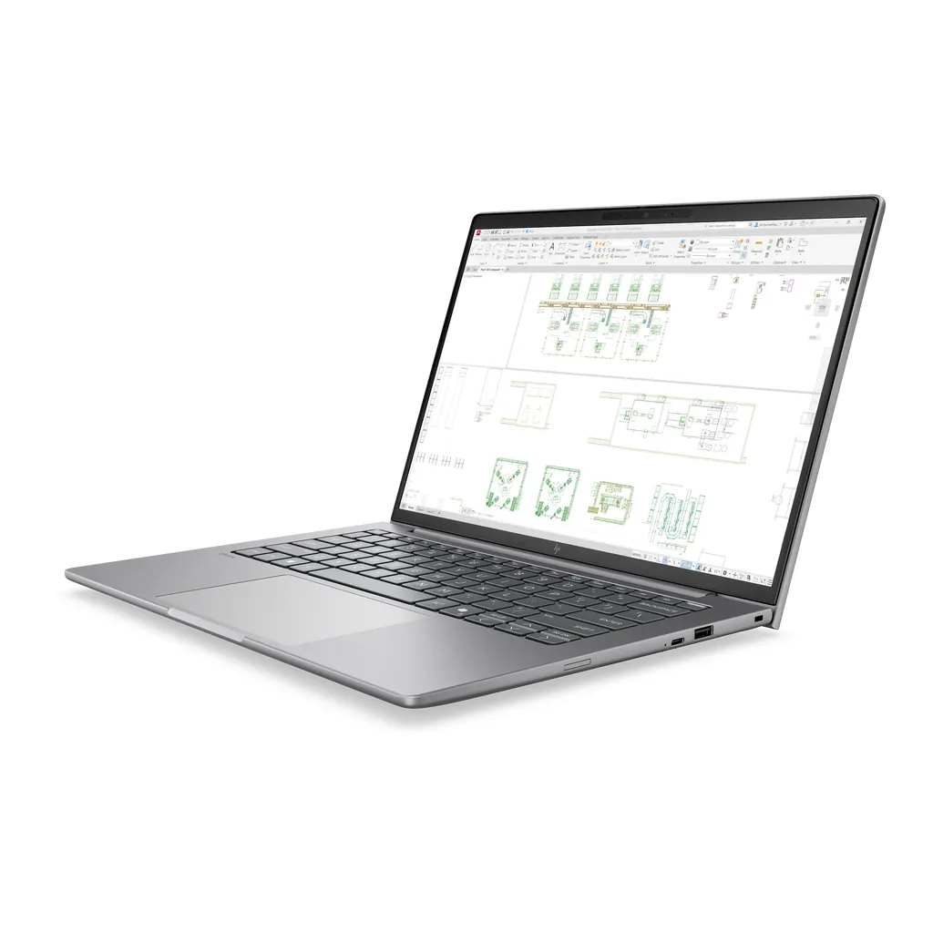 HP ZBook 8 G2i 14 Meteor Silver – Product view 3 HP ZBook 8 G2i 14-inch mobile workstation in meteor silver, manufacturer product view 3