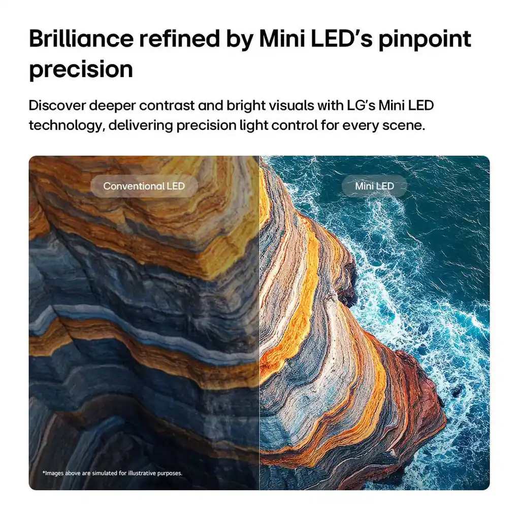 LG 65" QNED 4K Smart TV, Ultra HD Mini LED Display, Alpha 7 AI Processor Gen9, HDR10 & HLG Support, webOS, AI Picture & Sound Pro, Game Optimizer, Apple AirPlay, ThinQ AI, Black – Gallery image 5 LG 65" QNED 4K Smart TV, Ultra HD Mini LED Display, Alpha 7 AI Processor Gen9, HDR10 & HLG Support, webOS, AI Picture & Sound Pro, Game Optimizer, Apple AirPlay, ThinQ AI, Black – Gallery image 5