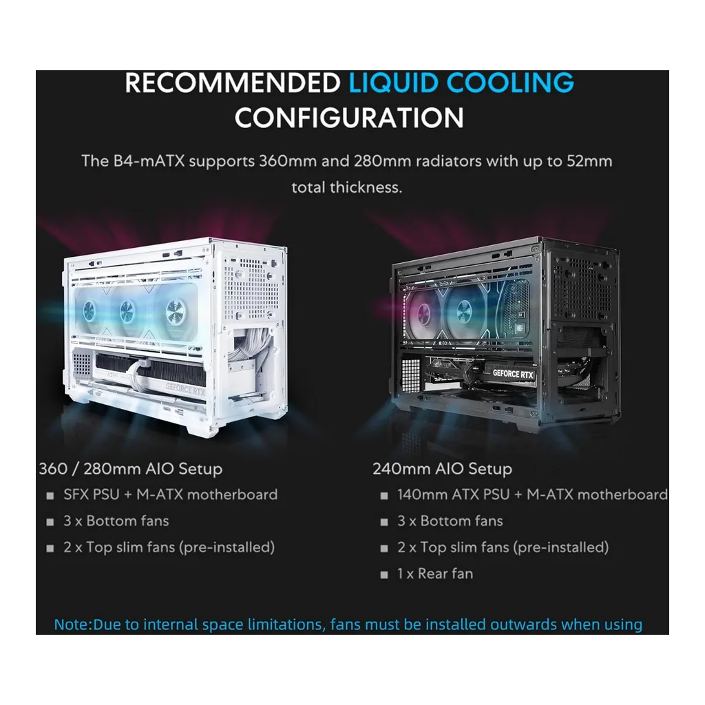 Lian-Li B4-mATX Mesh Computer Case, 2x 120mm Pre-installed Fans, Supports 360mm Radiator, 140mm ATX PSU, Steel Material, Magnetic Filter, White | B4W – Gallery image 5 Lian-Li B4-mATX Mesh Computer Case, 2x 120mm Pre-installed Fans, Supports 360mm Radiator, 140mm ATX PSU, Steel Material, Magnetic Filter, White | B4W – Gallery image 5