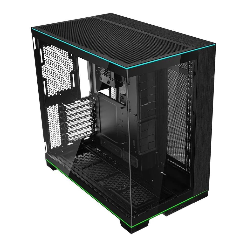 Lian Li O11D EVO RGB E-ATX Gaming Dual Chamber Case, ARGB Lighting Strips,Up to 420mm Radiator & 10* Fans, Cable Management, Front and Side Tempered Gass Panels, Black | G99.O11DERGBX.00 – Gallery image 1 Lian Li O11D EVO RGB E-ATX Gaming Dual Chamber Case, ARGB Lighting Strips,Up to 420mm Radiator & 10* Fans, Cable Management, Front and Side Tempered Gass Panels, Black | G99.O11DERGBX.00 – Gallery image 1