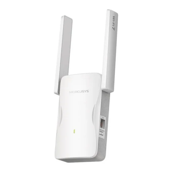 Mercusys ME25BE Dual Band Wi-Fi 7 Range Extender, BE3600, 2882Mbps 5GHz, 688Mbps 2.4GHz, MLO, 4K-QAM, 1x 1G Port, EasyMesh, AP Mode, WPS, Multicolor LED, WPA3 | ME25BE – Main image Mercusys ME25BE Dual Band Wi-Fi 7 Range Extender, BE3600, 2882Mbps 5GHz, 688Mbps 2.4GHz, MLO, 4K-QAM, 1x 1G Port, EasyMesh, AP Mode, WPS, Multicolor LED, WPA3 | ME25BE – Main image