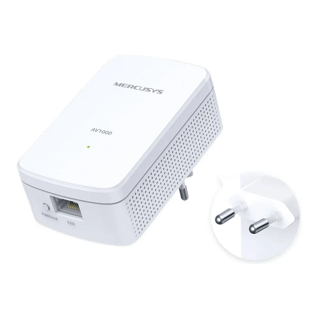 Mercusys MP500 Kit AV1000 Gigabit Powerline Starter Kit, 1000Mbps, HomePlug AV2, 2x Gigabit Port, 128-Bit AES Encryption, Plug & Play, Easy Expansion, 300M Range, 2-Pack | MP500 KIT – Gallery image 1 Mercusys MP500 Kit AV1000 Gigabit Powerline Starter Kit, 1000Mbps, HomePlug AV2, 2x Gigabit Port, 128-Bit AES Encryption, Plug & Play, Easy Expansion, 300M Range, 2-Pack | MP500 KIT – Gallery image 1