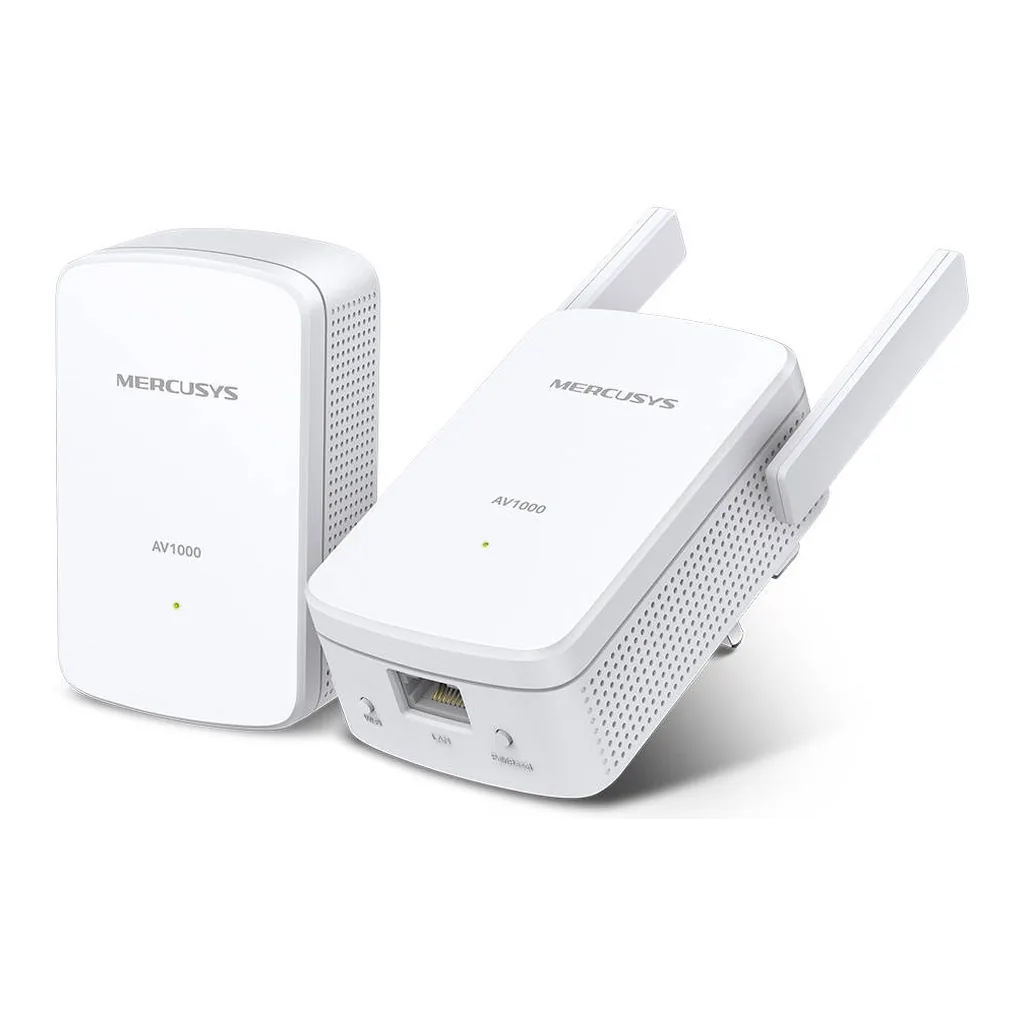 Mercusys MP510 Kit AV1000 Gigabit Powerline Wi-Fi Kit, 1000Mbps Powerline, 300Mbps Wi-Fi 4, HomePlug AV2, 1x Gigabit Port, Wi-Fi Clone, WPS, 128-Bit AES, 300M Range, Plug & Play | MP510 KIT – Main image Mercusys MP510 Kit AV1000 Gigabit Powerline Wi-Fi Kit, 1000Mbps Powerline, 300Mbps Wi-Fi 4, HomePlug AV2, 1x Gigabit Port, Wi-Fi Clone, WPS, 128-Bit AES, 300M Range, Plug & Play | MP510 KIT – Main image