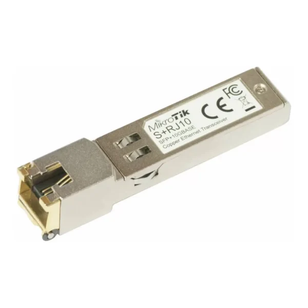 MikroTik S+RJ10 Network Transmitter Module, Up to 30m / 10Gbps Distance, RJ45 Connector, DDM Monitoring, 2.4W Max Power Consumption, Gold | S+RJ10 – Main image MikroTik S+RJ10 Network Transmitter Module, Up to 30m / 10Gbps Distance, RJ45 Connector, DDM Monitoring, 2.4W Max Power Consumption, Gold | S+RJ10 – Main image