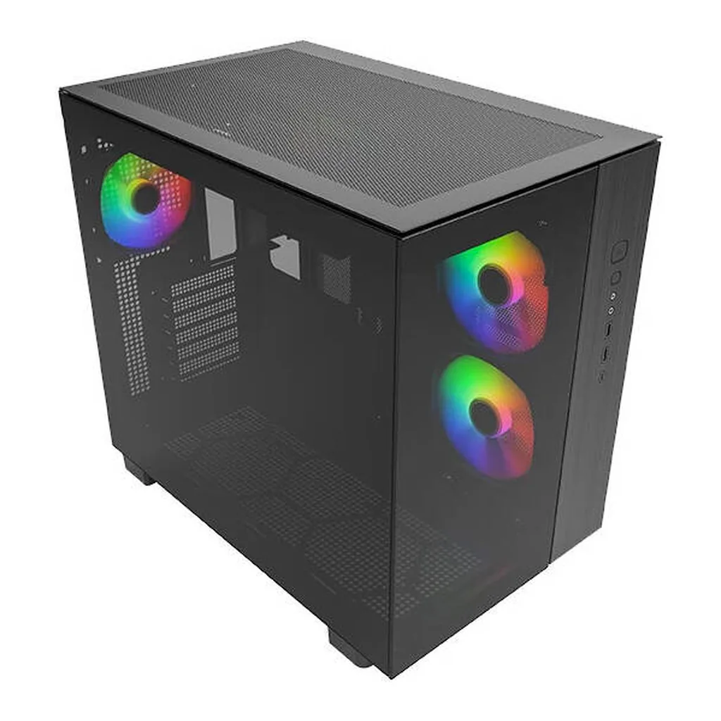 Montech KING 65 PRO ATX Computer Case, 3x ARGB PWM Pre-Installed Fans, Up to 360mm Radiator Support, 9x Fan Support, Flat Glass & Tinted Panel, Black | KING-65-PRO-BLACK – Main image Montech KING 65 PRO ATX Computer Case, 3x ARGB PWM Pre-Installed Fans, Up to 360mm Radiator Support, 9x Fan Support, Flat Glass & Tinted Panel, Black | KING-65-PRO-BLACK – Main image