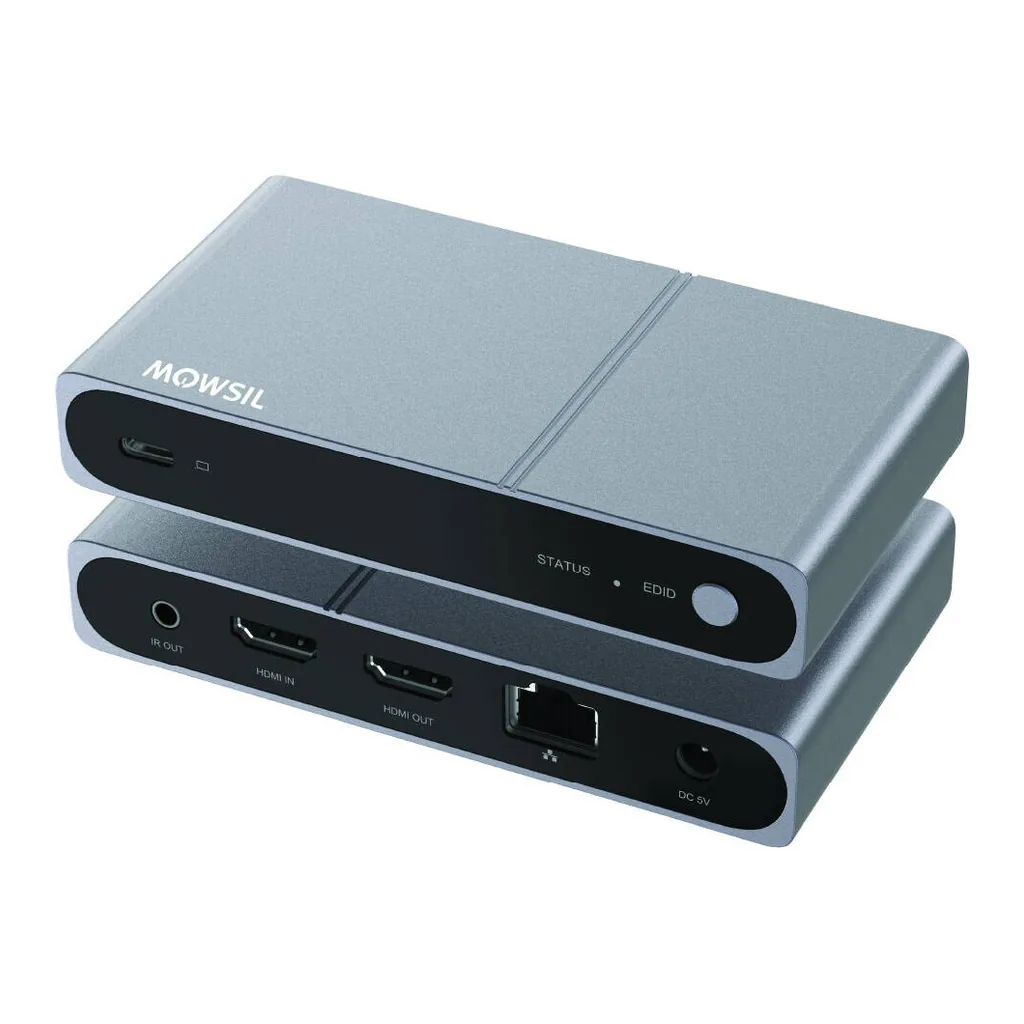 Mowsil HDMI Extender, HDMI 1.4 4K 30Hz In & Loop Out, 1x USB-C & 2x USB-A KVM Function, Supports DTS-HD, Dolby TrueHD, & LPCM Audio Formats, Up to 120 Meters Transmission Range, Gray | MOE120 – Main image Mowsil HDMI Extender, HDMI 1.4 4K 30Hz In & Loop Out, 1x USB-C & 2x USB-A KVM Function, Supports DTS-HD, Dolby TrueHD, & LPCM Audio Formats, Up to 120 Meters Transmission Range, Gray | MOE120 – Main image