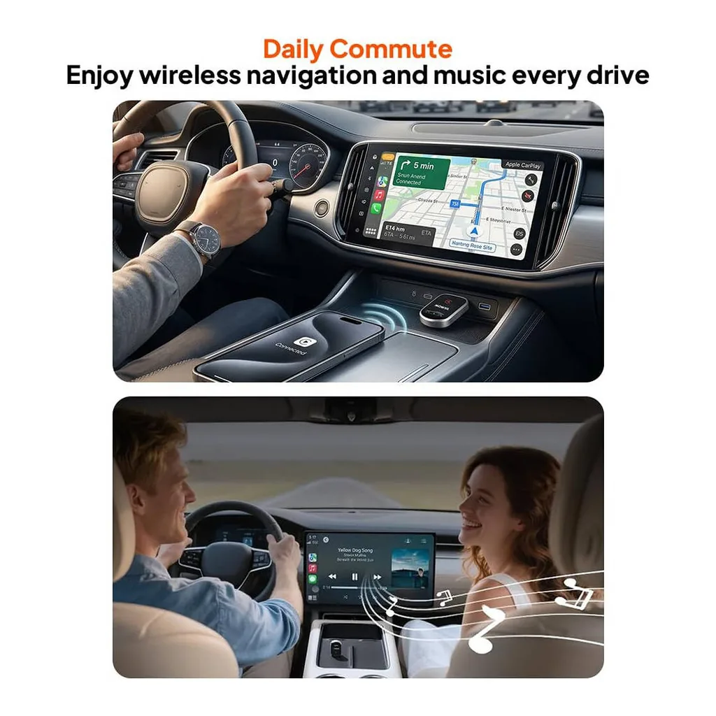 Mowsil Wireless CarPlay & Android Auto Adapter, Plug & Play USB Dongle with Bluetooth 5.2 & WiFi, Convert Wired CarPlay to Wireless, LED Status Indicator, Portable Car Accessory, Black | MOCPB1 – Gallery image 8 Mowsil Wireless CarPlay & Android Auto Adapter, Plug & Play USB Dongle with Bluetooth 5.2 & WiFi, Convert Wired CarPlay to Wireless, LED Status Indicator, Portable Car Accessory, Black | MOCPB1 – Gallery image 8