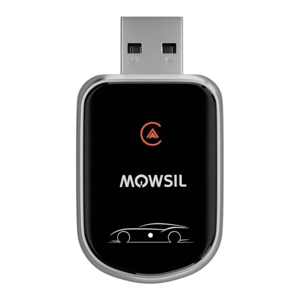 Mowsil Wireless CarPlay & Android Auto Adapter, Plug & Play USB Dongle with Bluetooth 5.2 & WiFi, Convert Wired CarPlay to Wireless, LED Status Indicator, Portable Car Accessory, Black | MOCPB1 – Main image Mowsil Wireless CarPlay & Android Auto Adapter, Plug & Play USB Dongle with Bluetooth 5.2 & WiFi, Convert Wired CarPlay to Wireless, LED Status Indicator, Portable Car Accessory, Black | MOCPB1 – Main image