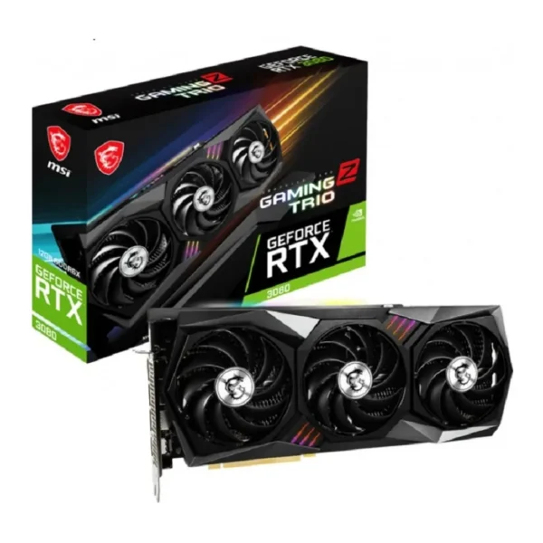 MSI GeForce RTX 3080 Gaming Z Trio 12G LHR Graphics Card, 12GB 384 Bit GDDR6X Memory, 8960 Core Units, 1815 MHz Boost, 19 Gbps Speed, 12 API, PCI Express Gen 4 Interface, DP, HDMI | 912-V389-405 – Main image MSI GeForce RTX 3080 Gaming Z Trio 12G LHR Graphics Card, 12GB 384 Bit GDDR6X Memory, 8960 Core Units, 1815 MHz Boost, 19 Gbps Speed, 12 API, PCI Express Gen 4 Interface, DP, HDMI | 912-V389-405 – Main image