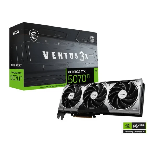 MSI GeForce RTX 5070 Ti 16G VENTUS 3X OC Graphics Card, 16GB GDDR7 256-Bit Memory, 2482 MHz Boost Clock, 8960 CUDA Cores, 28 Gbps Memory Speed, PCI Ex – Main image MSI GeForce RTX 5070 Ti 16G VENTUS 3X OC Graphics Card, 16GB GDDR7 256-Bit Memory, 2482 MHz Boost Clock, 8960 CUDA Cores, 28 Gbps Memory Speed, PCI Ex – Main image