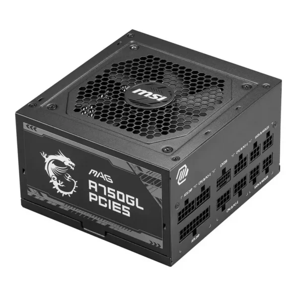 MSI MAG A750GL PCIE5 750W Modular Power Supply, Intel ATX12V Version 3.0, 120mm Cooling Fan, 80 Plus Gold Efficiency Rating, 4 x PCIe 6+2-Pin Connectors, 8 x SATA Connectors, Black | 306-7ZP8B18-CE0 – Main image MSI MAG A750GL PCIE5 750W Modular Power Supply, Intel ATX12V Version 3.0, 120mm Cooling Fan, 80 Plus Gold Efficiency Rating, 4 x PCIe 6+2-Pin Connectors, 8 x SATA Connectors, Black | 306-7ZP8B18-CE0 – Main image