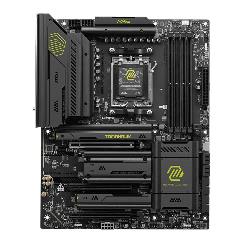 MSI MAG X870E Tomahawk WiFi AM5 ATX Motherboard, AMD X870E Chipset, 4x DDR5 UDIMM Slots, Up to 256GB Max Memory, 3x PCI-E x16 Slots, 4x M.2 Storage, WiFi & BT Connectivity | 911-7E59-006 – Gallery image 1 MSI MAG X870E Tomahawk WiFi AM5 ATX Motherboard, AMD X870E Chipset, 4x DDR5 UDIMM Slots, Up to 256GB Max Memory, 3x PCI-E x16 Slots, 4x M.2 Storage, WiFi & BT Connectivity | 911-7E59-006 – Gallery image 1