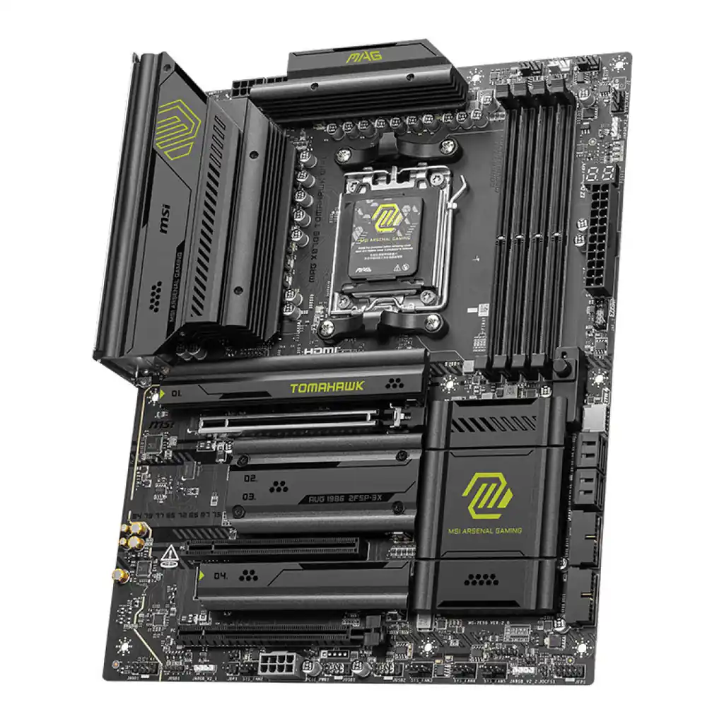 MSI MAG X870E Tomahawk WiFi AM5 ATX Motherboard, AMD X870E Chipset, 4x DDR5 UDIMM Slots, Up to 256GB Max Memory, 3x PCI-E x16 Slots, 4x M.2 Storage, WiFi & BT Connectivity | 911-7E59-006 – Gallery image 2 MSI MAG X870E Tomahawk WiFi AM5 ATX Motherboard, AMD X870E Chipset, 4x DDR5 UDIMM Slots, Up to 256GB Max Memory, 3x PCI-E x16 Slots, 4x M.2 Storage, WiFi & BT Connectivity | 911-7E59-006 – Gallery image 2