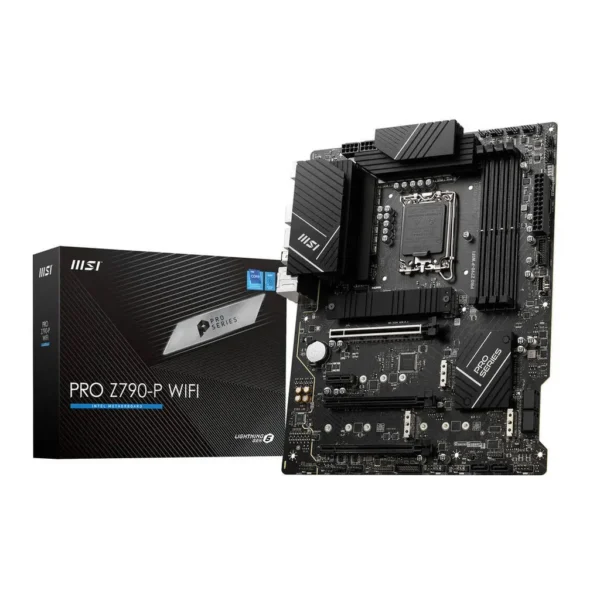MSI Pro Z790-P Wifi DDR5 ATX Motherboard, LGA 1700 Socket, Intel Z790 Chipset, 4x DDR5 -128GB Max Memory, Wi-Fi 6E / BT 5.2, 2.5Gbps LAN, M.2 Shield Frozr, Lightning Gen5, 14 Duet Rail | 911-7E06-010 – Main image MSI Pro Z790-P Wifi DDR5 ATX Motherboard, LGA 1700 Socket, Intel Z790 Chipset, 4x DDR5 -128GB Max Memory, Wi-Fi 6E / BT 5.2, 2.5Gbps LAN, M.2 Shield Frozr, Lightning Gen5, 14 Duet Rail | 911-7E06-010 – Main image