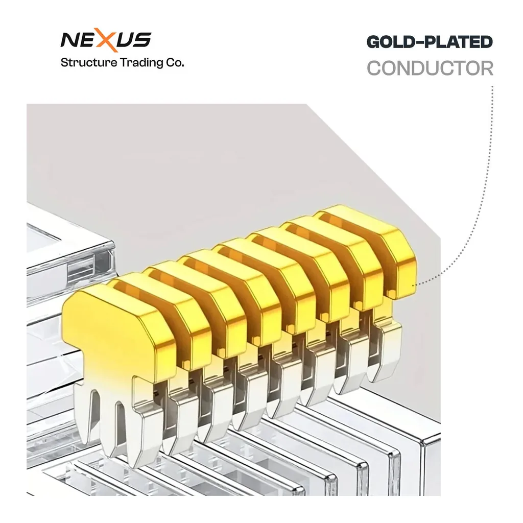 NEXUS RJ45 CAT6A SFTP and FTP Connector Plug 100-Pack 8P8C Pass-Through Ethernet Cable Connectors Shielded Modular Plugs Gold-Plated Contacts for 10 Gbps Network Installations (RJ45 FTP, 100 Pack) – Gallery image 2 NEXUS RJ45 CAT6A SFTP and FTP Connector Plug 100-Pack 8P8C Pass-Through Ethernet Cable Connectors Shielded Modular Plugs Gold-Plated Contacts for 10 Gbps Network Installations (RJ45 FTP, 100 Pack) – Gallery image 2