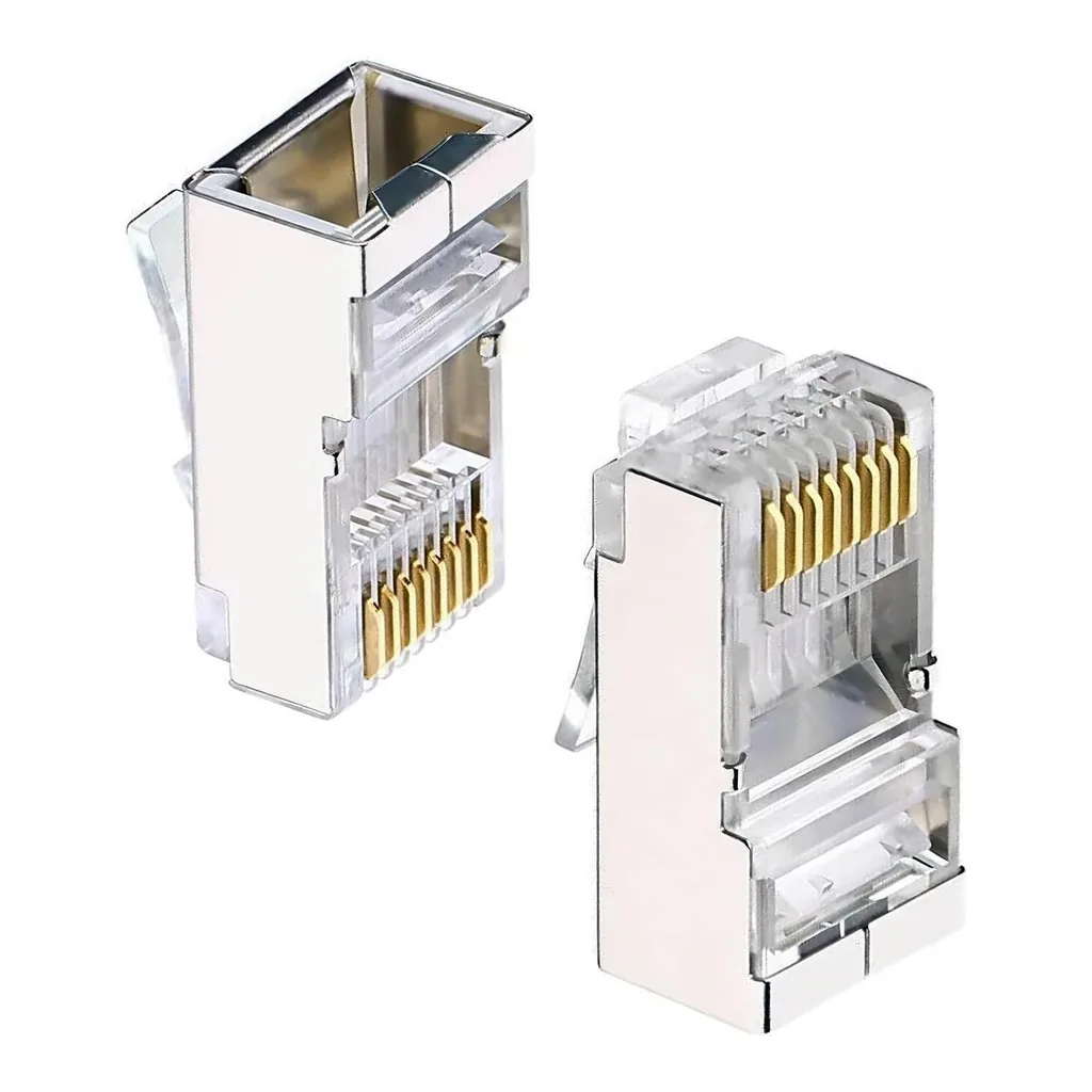 NEXUS RJ45 CAT6A SFTP and FTP Connector Plug 100-Pack 8P8C Pass-Through Ethernet Cable Connectors Shielded Modular Plugs Gold-Plated Contacts for 10 Gbps Network Installations (RJ45 FTP, 100 Pack) – Main image NEXUS RJ45 CAT6A SFTP and FTP Connector Plug 100-Pack 8P8C Pass-Through Ethernet Cable Connectors Shielded Modular Plugs Gold-Plated Contacts for 10 Gbps Network Installations (RJ45 FTP, 100 Pack) – Main image