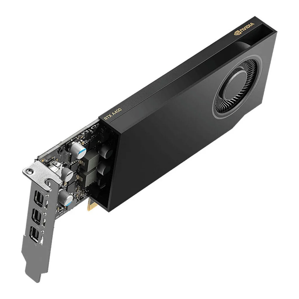 NVIDIA RTX A400 Graphics, 4GB GDDR6 64-Bit Memory, 24 Tensor Cores, 6 RT Cores, PCI Express 4.0 x8, 768 CUDA Cores, 4x Mini-DisplayPort 1.4, Black – Gallery image 3 NVIDIA RTX A400 Graphics, 4GB GDDR6 64-Bit Memory, 24 Tensor Cores, 6 RT Cores, PCI Express 4.0 x8, 768 CUDA Cores, 4x Mini-DisplayPort 1.4, Black – Gallery image 3