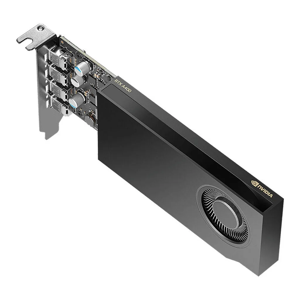 NVIDIA RTX A400 Graphics, 4GB GDDR6 64-Bit Memory, 24 Tensor Cores, 6 RT Cores, PCI Express 4.0 x8, 768 CUDA Cores, 4x Mini-DisplayPort 1.4, Black – Gallery image 4 NVIDIA RTX A400 Graphics, 4GB GDDR6 64-Bit Memory, 24 Tensor Cores, 6 RT Cores, PCI Express 4.0 x8, 768 CUDA Cores, 4x Mini-DisplayPort 1.4, Black – Gallery image 4