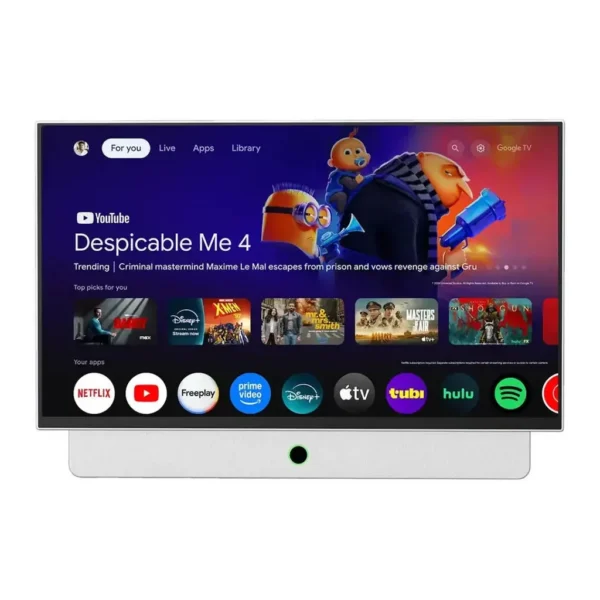 Powerology Portable Smart TV, 27″ FHD TFT-LCD Display, 60Hz Refresh Rate, Google OS 5.0, 10W 2x Built-In Speakers, 38400mAh Battery Capacity, Leather Carry Handle, White – Main image Powerology Portable Smart TV, 27″ FHD TFT-LCD Display, 60Hz Refresh Rate, Google OS 5.0, 10W 2x Built-In Speakers, 38400mAh Battery Capacity, Leather Carry Handle, White – Main image