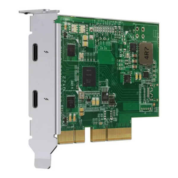Qnap Thunderbolt PCIe 3.0 x4 Expansion Card, Dual Port, Up to 40 Gb/s Throughput, Low-Profile Bracket, Daisy Chain 6 Devices | QXP-T32P – Main image Qnap Thunderbolt PCIe 3.0 x4 Expansion Card, Dual Port, Up to 40 Gb/s Throughput, Low-Profile Bracket, Daisy Chain 6 Devices | QXP-T32P – Main image