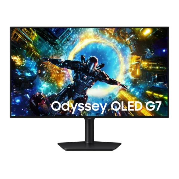 Samsung LS32HG732SNXZA — product view 1 Samsung LS32HG732SNXZA monitor — Odyssey OLED G7 G73SH 4K 165Hz / FHD 330Hz Gaming Monitor Front Black