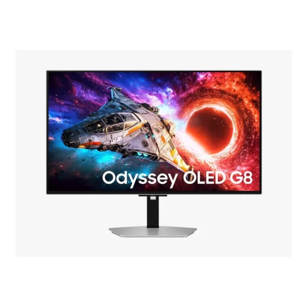 Samsung LS32HG802SNXZA — product view 1 Samsung LS32HG802SNXZA monitor — A front view of the Samsung 32 Inch Odyssey OLED G8 G80SH.