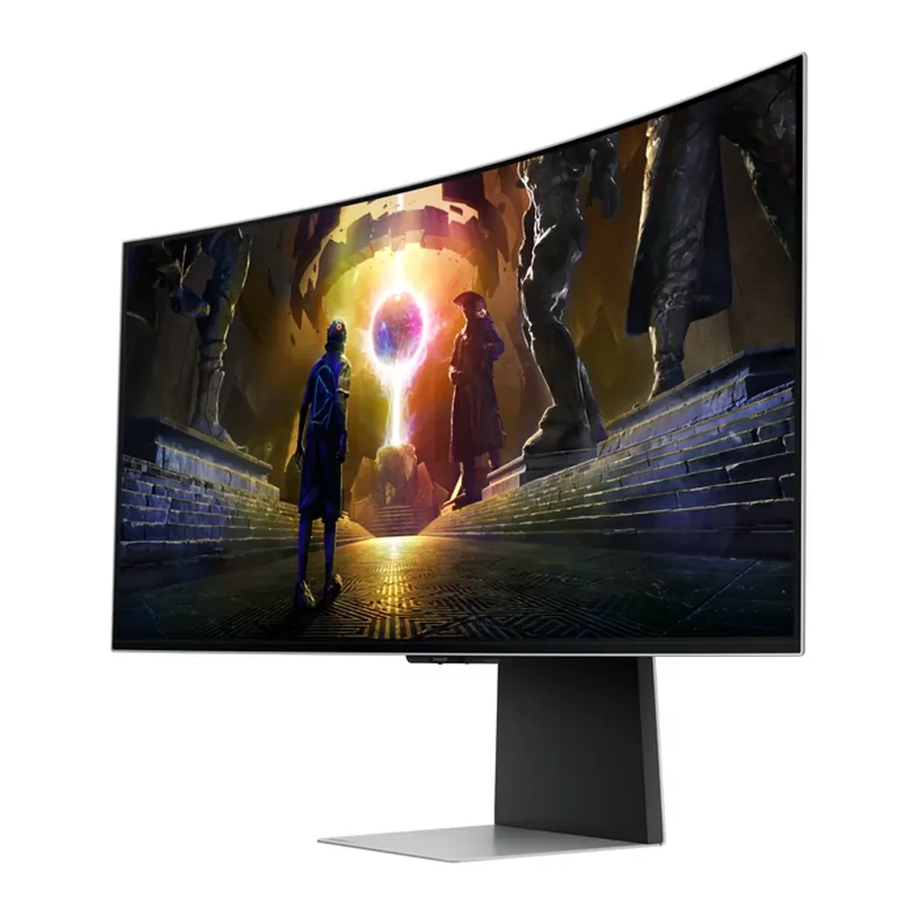Samsung LS34DG856SNXZA — product view 4 Samsung LS34DG856SNXZA monitor — Odyssey OLED G8 G85SD Ultra WQHD 175Hz Gaming Monitor Silver