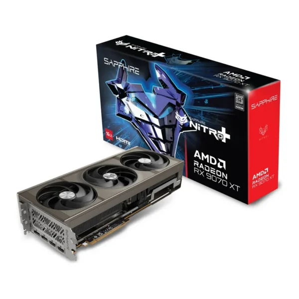 Sapphire NITRO+ AMD Radeon RX 9070 XT Graphics Card, 16GB GDDR6 256-Bit Memory, 3060 MHz Boost Clock, 4096 Stream Processors, 20 Gbps Memory Clock, PCI-Express 5.0 x16 | 11348-01-20G – Main image Sapphire NITRO+ AMD Radeon RX 9070 XT Graphics Card, 16GB GDDR6 256-Bit Memory, 3060 MHz Boost Clock, 4096 Stream Processors, 20 Gbps Memory Clock, PCI-Express 5.0 x16 | 11348-01-20G – Main image
