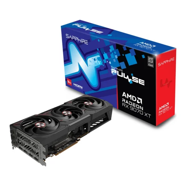 Sapphire PULSE AMD Radeon RX 9070 XT Graphics Card, 16GB GDDR6 256-Bit Memory, 2970 MHz Boost Clock, 4096 Stream Processors, 20 Gbps Memory Clock, PCI-Express 5.0 x16 – Main image Sapphire PULSE AMD Radeon RX 9070 XT Graphics Card, 16GB GDDR6 256-Bit Memory, 2970 MHz Boost Clock, 4096 Stream Processors, 20 Gbps Memory Clock, PCI-Express 5.0 x16 – Main image