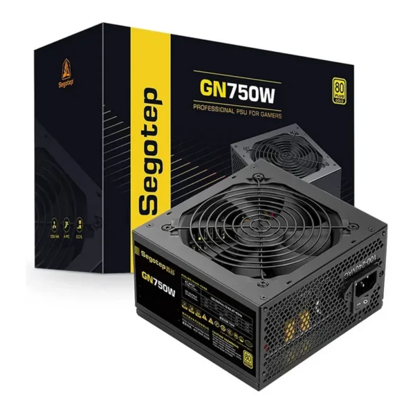 Segotep GN750W Non-Modular Power Supply, 750W Power Output, 80 Plus Gold Efficiency, 120mm Hydraulic Bearing Fan, AI Cooler Smart Temperature Control, Active PFC, Black | GN750W 1.3 – Main image Segotep GN750W Non-Modular Power Supply, 750W Power Output, 80 Plus Gold Efficiency, 120mm Hydraulic Bearing Fan, AI Cooler Smart Temperature Control, Active PFC, Black | GN750W 1.3 – Main image