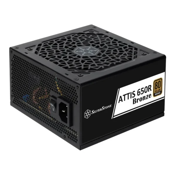 SilverStone ATTIS 650R Non-Modular Power Supply, 650W Power, 80 Plus Bronze, Silent 120mm Fan, Active PFC, Multi-Protection, ATX Form Factor, Japanese Primary Capacitor, Black | SST-AT650R-BF – Main image SilverStone ATTIS 650R Non-Modular Power Supply, 650W Power, 80 Plus Bronze, Silent 120mm Fan, Active PFC, Multi-Protection, ATX Form Factor, Japanese Primary Capacitor, Black | SST-AT650R-BF – Main image
