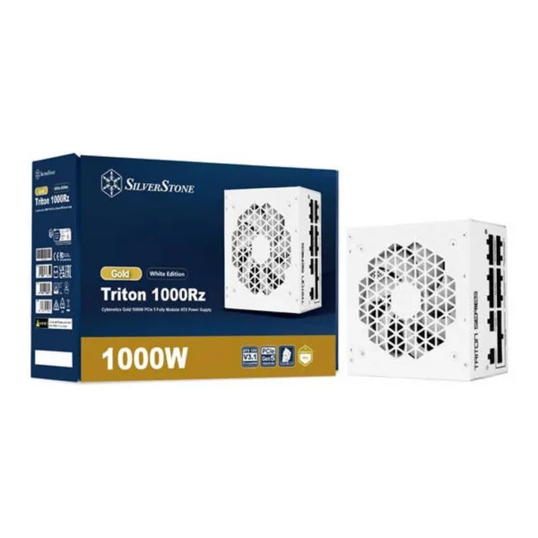 SilverStone Triton 1000Rz Full Modular Power Supply, 1000W Power, Cybenetics Gold, Single 120mm FDB Fan, Active PFC, Japanese Electrolytic Capacitors, ATX Form Factor, White | SST-TR1000R-GM-WWW – Main image SilverStone Triton 1000Rz Full Modular Power Supply, 1000W Power, Cybenetics Gold, Single 120mm FDB Fan, Active PFC, Japanese Electrolytic Capacitors, ATX Form Factor, White | SST-TR1000R-GM-WWW – Main image