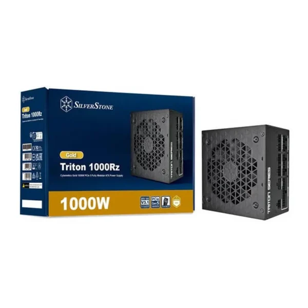 SilverStone Triton 1000Rz Full Modular Power Supply, 1000W Power, Cybenetics Gold, Single 120mm FDB Fan, Active PFC, Japanese Electrolytic Capacitors, ATX Form Factor, Black | SST-TR1000R-GM – Main image SilverStone Triton 1000Rz Full Modular Power Supply, 1000W Power, Cybenetics Gold, Single 120mm FDB Fan, Active PFC, Japanese Electrolytic Capacitors, ATX Form Factor, Black | SST-TR1000R-GM – Main image