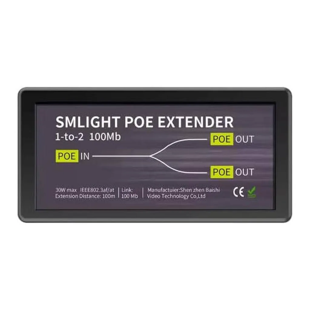 SMLIGHT PoE Extender Adapter, Dual Port Power Over Ethernet Splitter & 100m Network Extension for IP Cameras, Access Points and PoE Devices, Passive Fanless Plug & Play Design, Black | PoE-Ext – Main image SMLIGHT PoE Extender Adapter, Dual Port Power Over Ethernet Splitter & 100m Network Extension for IP Cameras, Access Points and PoE Devices, Passive Fanless Plug & Play Design, Black | PoE-Ext – Main image