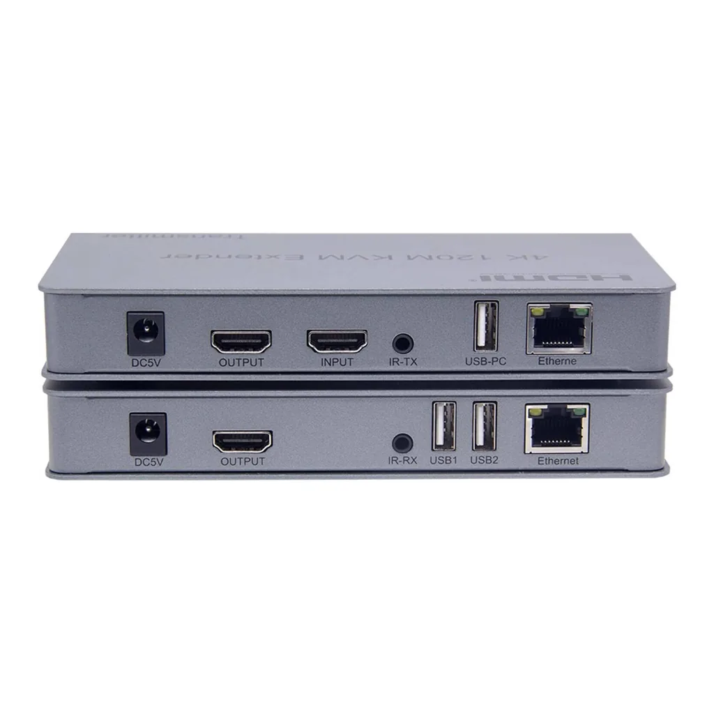 Taradhin 4K HDMI KVM Extender over Cat5e/Cat6, 120m Long-Range, USB Keyboard & Mouse, IR Remote, Professional Transmitter for Office, Classroom, Home Theater | 4k120extender – Main image Taradhin 4K HDMI KVM Extender over Cat5e/Cat6, 120m Long-Range, USB Keyboard & Mouse, IR Remote, Professional Transmitter for Office, Classroom, Home Theater | 4k120extender – Main image