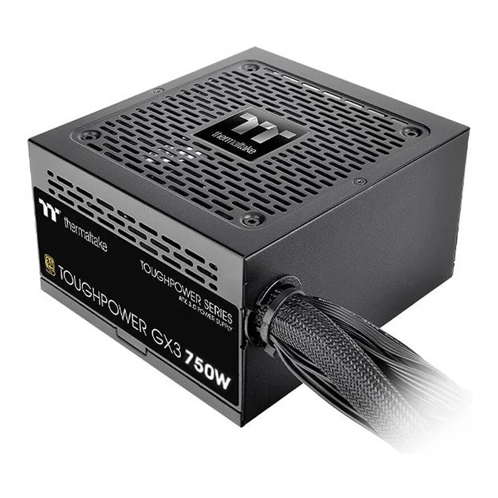 Thermaltake Toughpower GX3 Non-Modular Power Supply, 750W Power, Gold Plus Efficiency, 120mm Fluid Dynamic Bearing Fan, PCIe Gen 5.0 Ready, Black | PS-TPD-0750NNFAGK-C – Main image Thermaltake Toughpower GX3 Non-Modular Power Supply, 750W Power, Gold Plus Efficiency, 120mm Fluid Dynamic Bearing Fan, PCIe Gen 5.0 Ready, Black | PS-TPD-0750NNFAGK-C – Main image