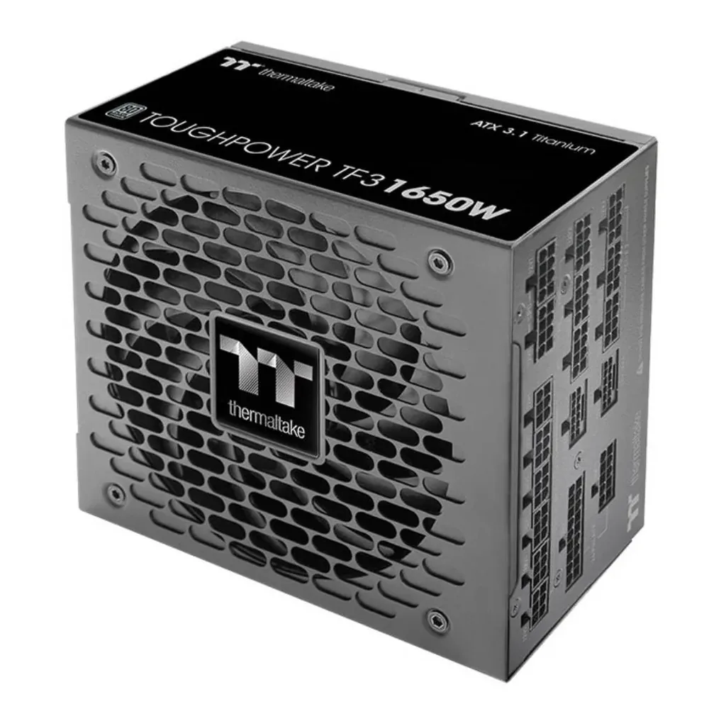 Thermaltake TOUGHPOWER TF3 1650W Fully Modular Power Supply, 1650W Power, 80 PLUS Titanium Efficiency, Active PFC, 120mm Hydraulic Bearing Fan ATX 3.1 Ready, Black | PS-TPD-1650FNFATK-1 – Gallery image 1 Thermaltake TOUGHPOWER TF3 1650W Fully Modular Power Supply, 1650W Power, 80 PLUS Titanium Efficiency, Active PFC, 120mm Hydraulic Bearing Fan ATX 3.1 Ready, Black | PS-TPD-1650FNFATK-1 – Gallery image 1