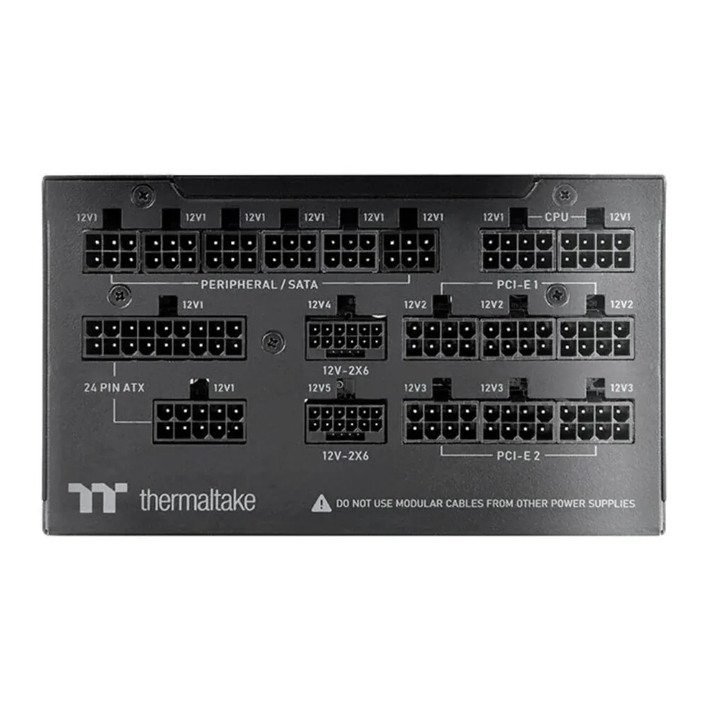 Thermaltake TOUGHPOWER TF3 1650W Fully Modular Power Supply, 1650W Power, 80 PLUS Titanium Efficiency, Active PFC, 120mm Hydraulic Bearing Fan ATX 3.1 Ready, Black | PS-TPD-1650FNFATK-1 – Gallery image 4 Thermaltake TOUGHPOWER TF3 1650W Fully Modular Power Supply, 1650W Power, 80 PLUS Titanium Efficiency, Active PFC, 120mm Hydraulic Bearing Fan ATX 3.1 Ready, Black | PS-TPD-1650FNFATK-1 – Gallery image 4