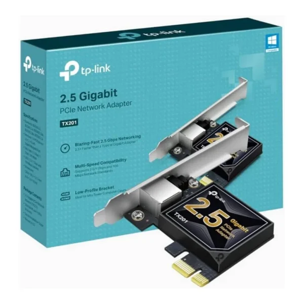 TP-Link 2.5 Gigabit PCI Express Network Adapter, Low-Profile and Full-Height Brackets, Supports Windows 11/10/8.1/8/7, Windows Servers RS 2022/2019/2016/2012 R2/2012/2008 R2, Linux | TX201 – Main image TP-Link 2.5 Gigabit PCI Express Network Adapter, Low-Profile and Full-Height Brackets, Supports Windows 11/10/8.1/8/7, Windows Servers RS 2022/2019/2016/2012 R2/2012/2008 R2, Linux | TX201 – Main image