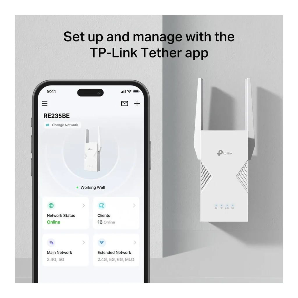 TP-Link Archer RE235BE BE3600 Dual-Band WiFi 7 Range Extender, 3.6Gbps Wireless Signal Booster, Multi-Link Operation (MLO), 2.5Gbps Ethernet Port, 4x External Antennas, White | RE235BE – Gallery image 11 TP-Link Archer RE235BE BE3600 Dual-Band WiFi 7 Range Extender, 3.6Gbps Wireless Signal Booster, Multi-Link Operation (MLO), 2.5Gbps Ethernet Port, 4x External Antennas, White | RE235BE – Gallery image 11
